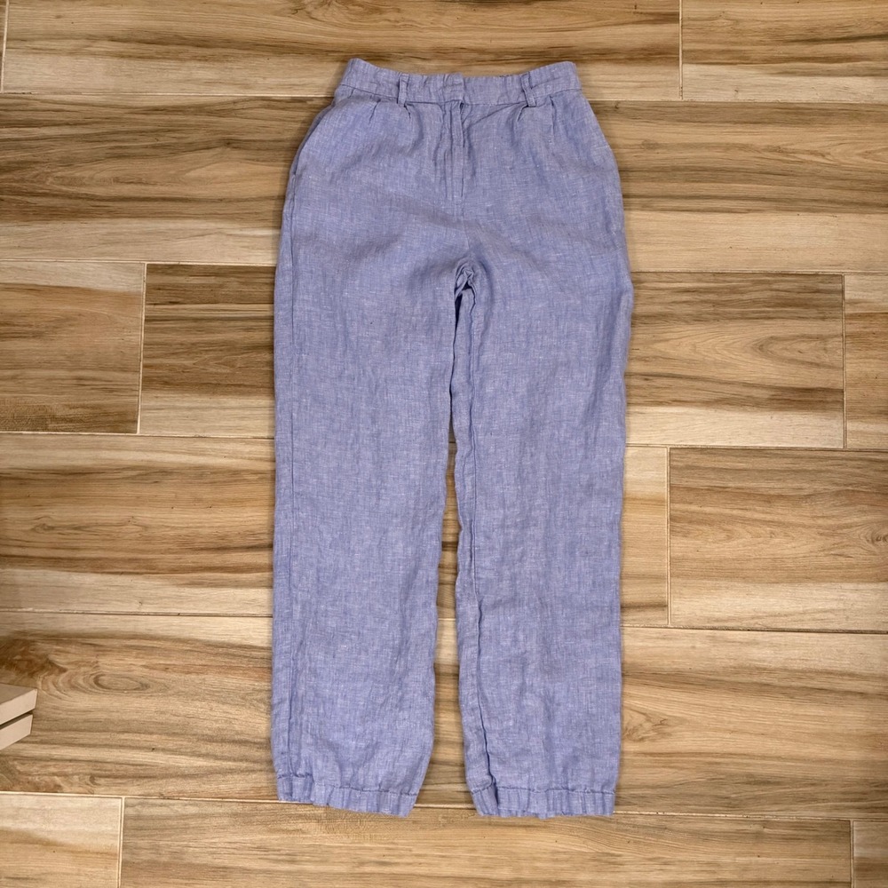 Quince 100% European Linen Pleated Trouser French Blue Size 2 LB132192-JDAVN01